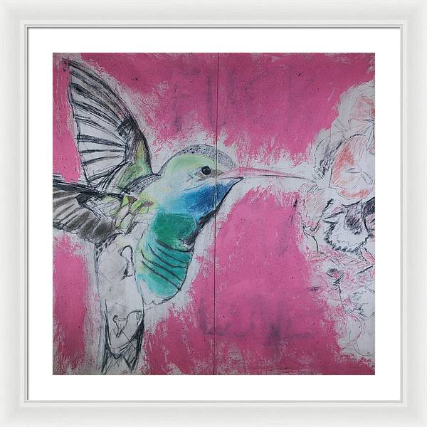 "Hummingbird #4" - Framed Print (Matted MFG by Pixels)