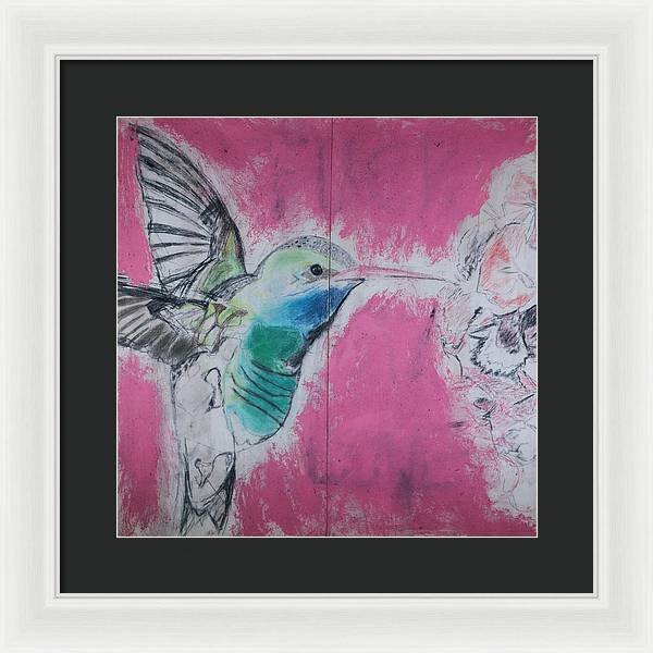 "Hummingbird #4" - Framed Print (Matted MFG by Pixels)