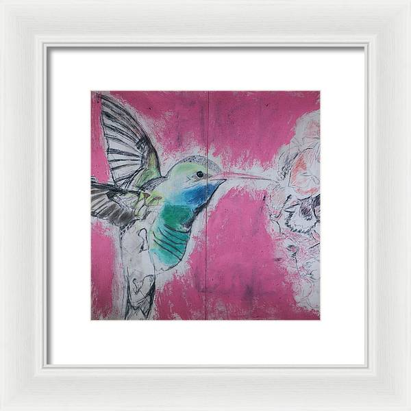 "Hummingbird #4" - Framed Print (Matted MFG by Pixels)