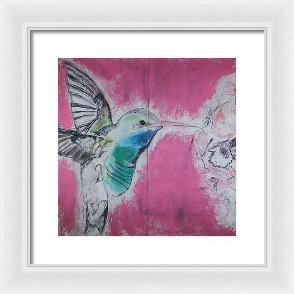 "Hummingbird #4" - Framed Print (Matted MFG by Pixels)