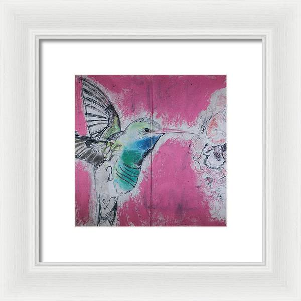 "Hummingbird #4" - Framed Print (Matted MFG by Pixels)