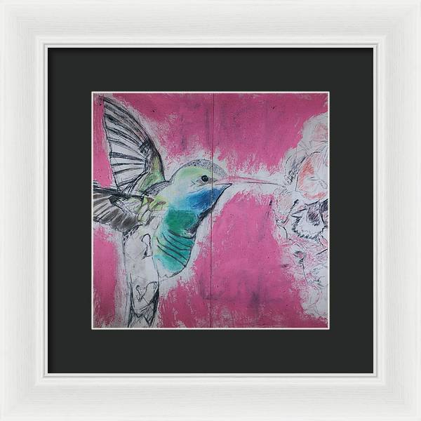 "Hummingbird #4" - Framed Print (Matted MFG by Pixels)