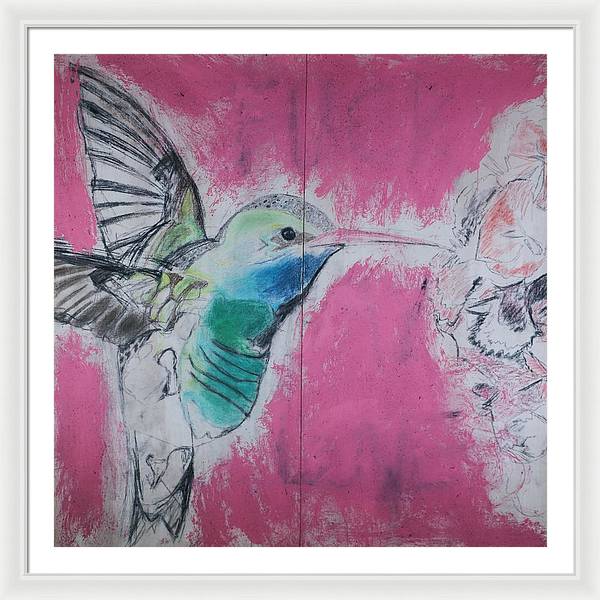 "Hummingbird #4" - Framed Print (Matted MFG by Pixels)