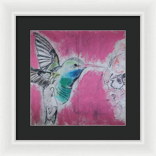 "Hummingbird #4" - Framed Print (Matted MFG by Pixels)