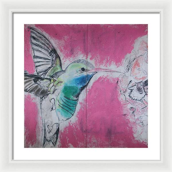 "Hummingbird #4" - Framed Print (Matted MFG by Pixels)