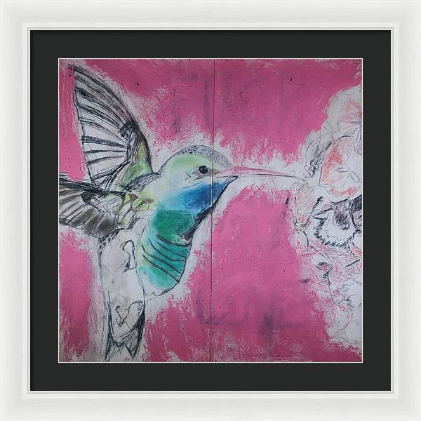 "Hummingbird #4" - Framed Print (Matted MFG by Pixels)