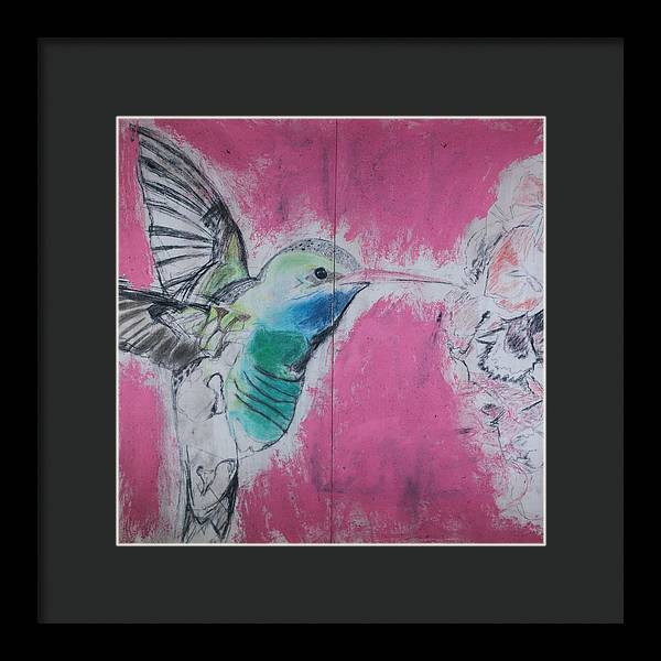 "Hummingbird #4" - Framed Print (Matted MFG by Pixels)