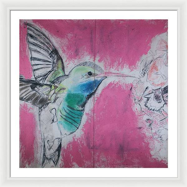 "Hummingbird #4" - Framed Print (Matted MFG by Pixels)