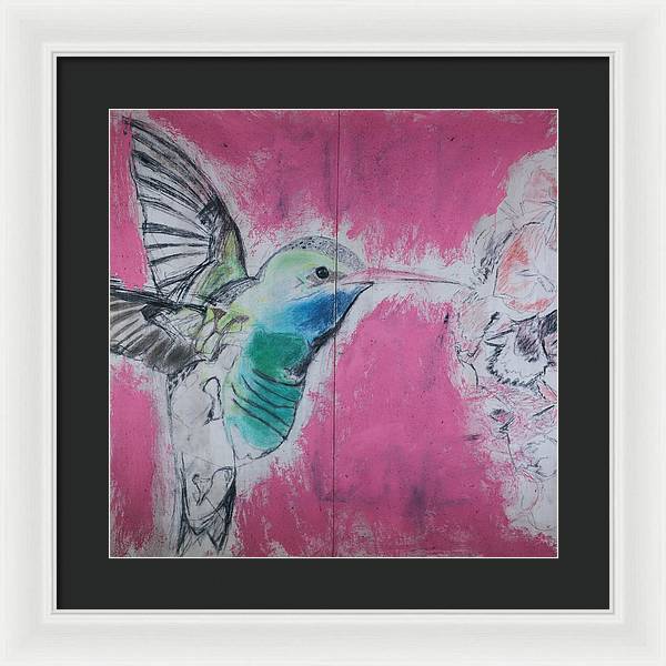 "Hummingbird #4" - Framed Print (Matted MFG by Pixels)