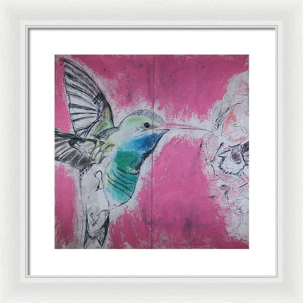 "Hummingbird #4" - Framed Print (Matted MFG by Pixels)