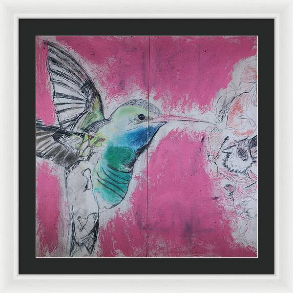 "Hummingbird #4" - Framed Print (Matted MFG by Pixels)