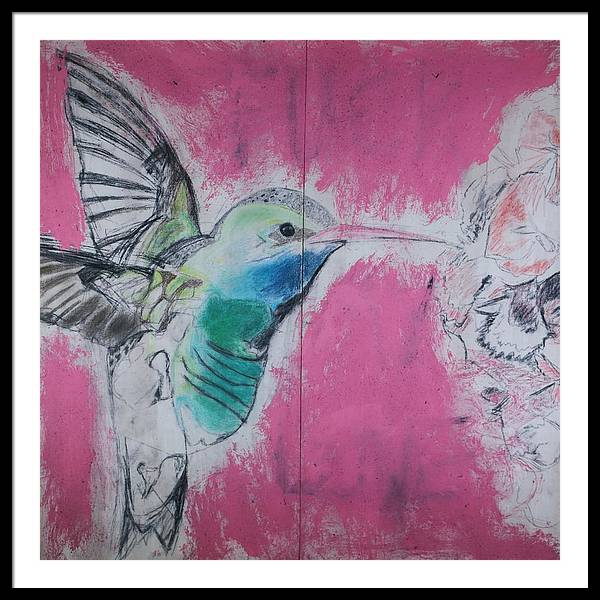 "Hummingbird #4" - Framed Print (Matted MFG by Pixels)