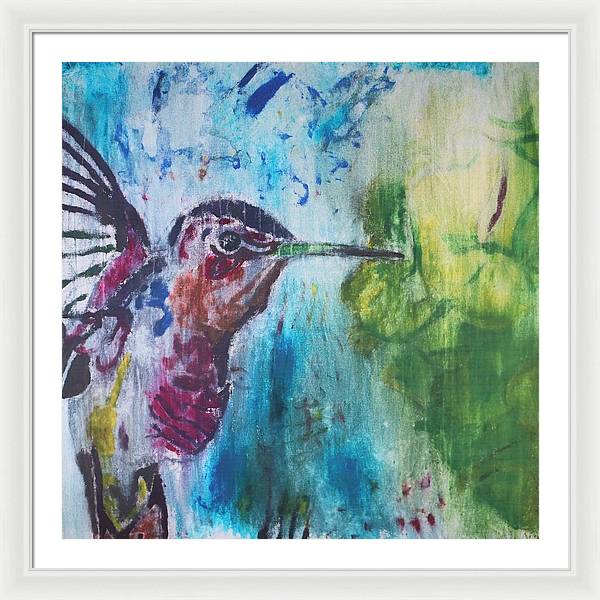 "Hummingbird #3" - Framed Print (Matted MFG by Pixels)