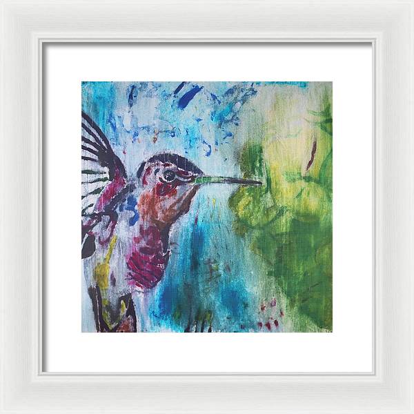 "Hummingbird #3" - Framed Print (Matted MFG by Pixels)