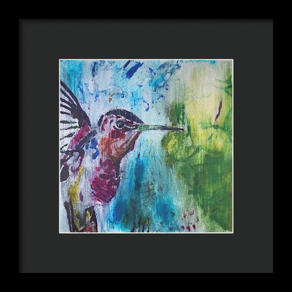 "Hummingbird #3" - Framed Print (Matted MFG by Pixels)