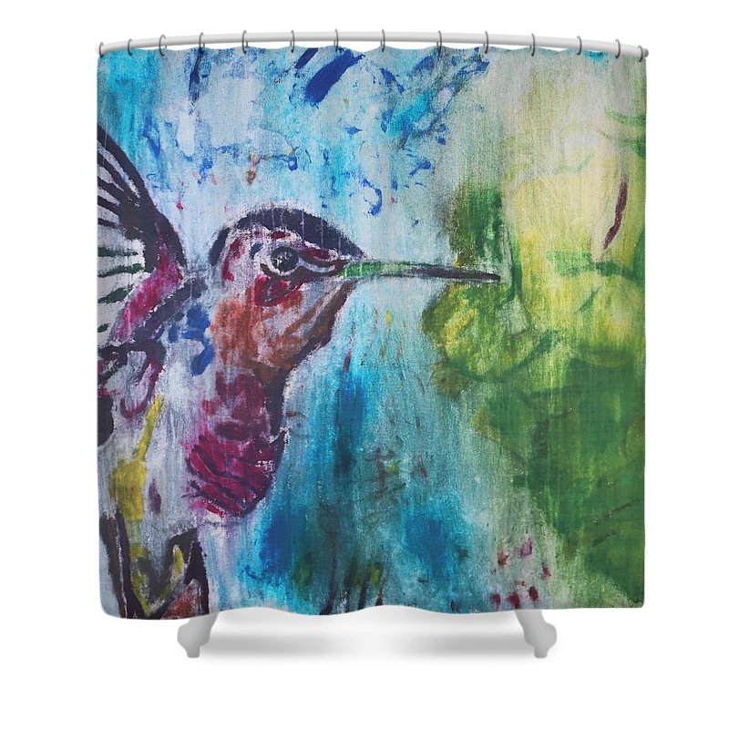 "Hummingbird #3" - Shower Curtain