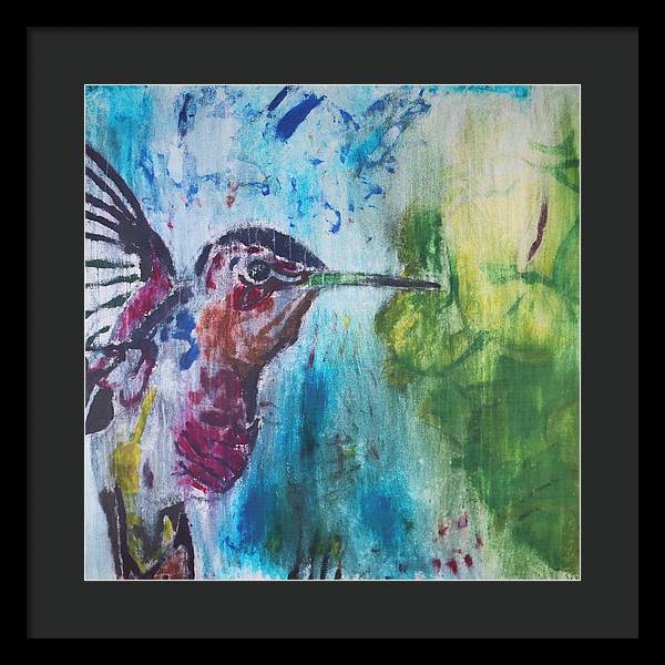 "Hummingbird #3" - Framed Print (Matted MFG by Pixels)