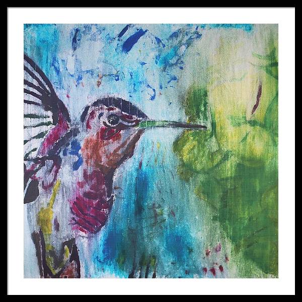 "Hummingbird #3" - Framed Print (Matted MFG by Pixels)