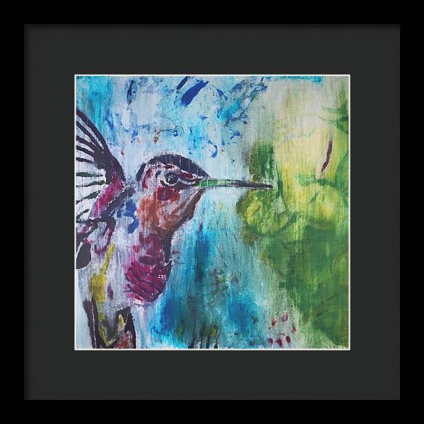 "Hummingbird #3" - Framed Print (Matted MFG by Pixels)