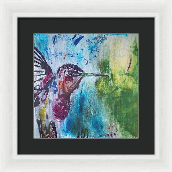 "Hummingbird #3" - Framed Print (Matted MFG by Pixels)