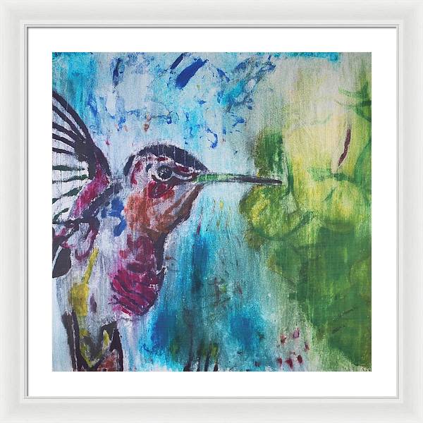 "Hummingbird #3" - Framed Print (Matted MFG by Pixels)