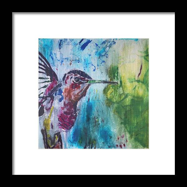 "Hummingbird #3" - Framed Print (Matted MFG by Pixels)