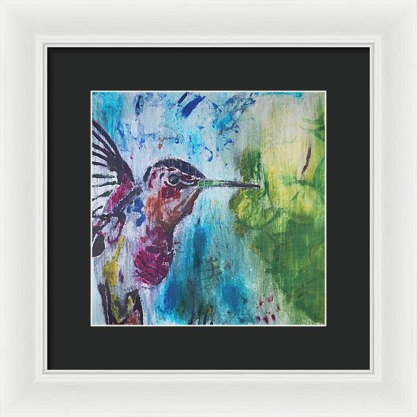 "Hummingbird #3" - Framed Print (Matted MFG by Pixels)