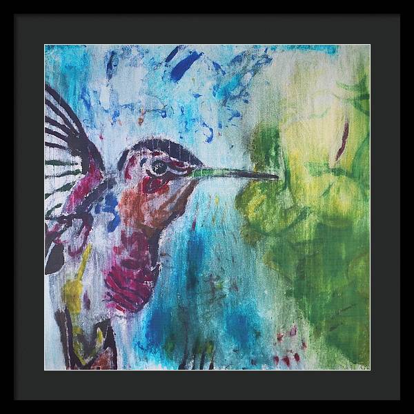 "Hummingbird #3" - Framed Print (Matted MFG by Pixels)