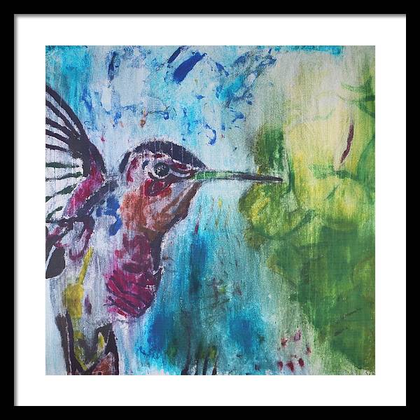 "Hummingbird #3" - Framed Print (Matted MFG by Pixels)