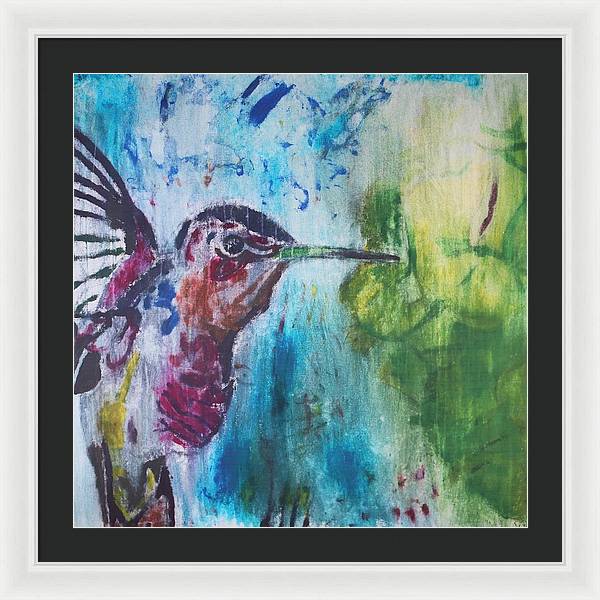 "Hummingbird #3" - Framed Print (Matted MFG by Pixels)