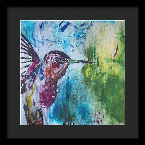 "Hummingbird #3" - Framed Print (Matted MFG by Pixels)