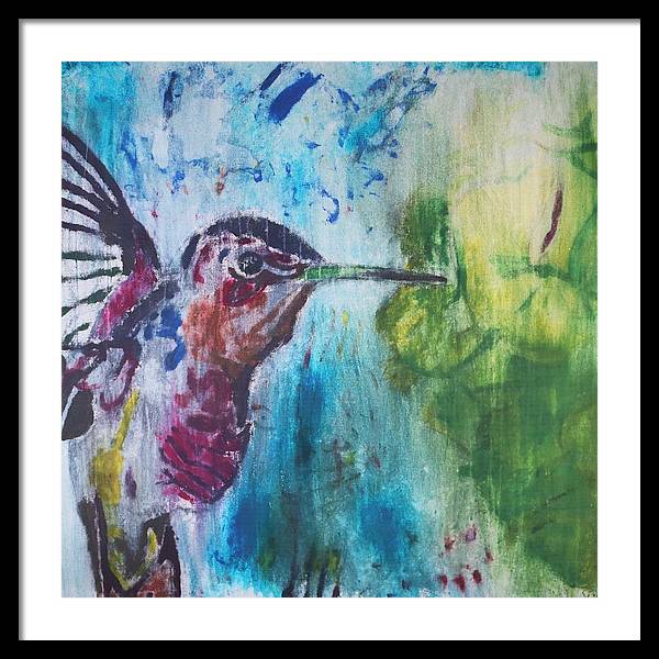 "Hummingbird #3" - Framed Print (Matted MFG by Pixels)