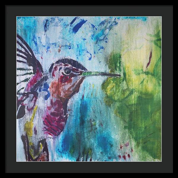 "Hummingbird #3" - Framed Print (Matted MFG by Pixels)