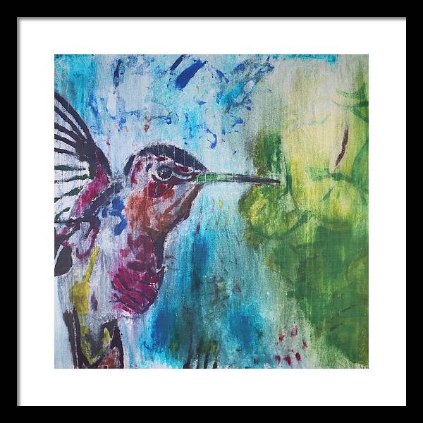 "Hummingbird #3" - Framed Print (Matted MFG by Pixels)