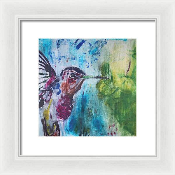 "Hummingbird #3" - Framed Print (Matted MFG by Pixels)