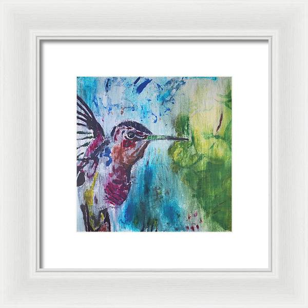 "Hummingbird #3" - Framed Print (Matted MFG by Pixels)