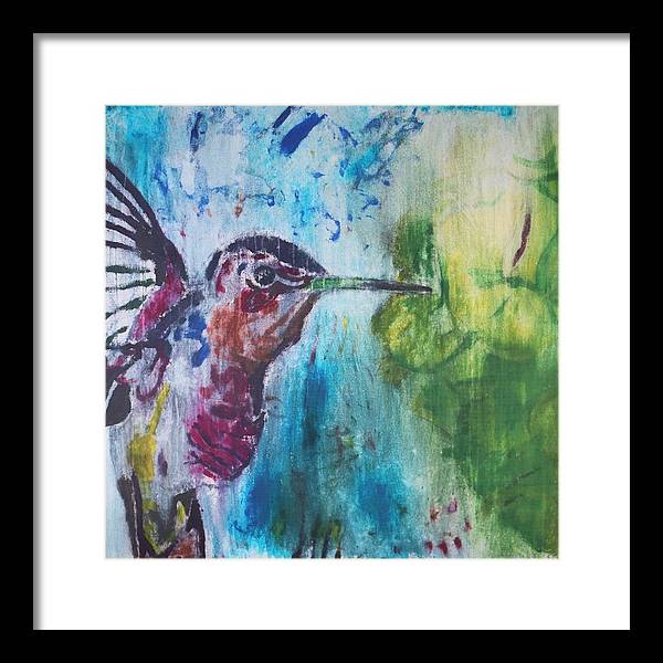 "Hummingbird #3" - Framed Print (Matted MFG by Pixels)