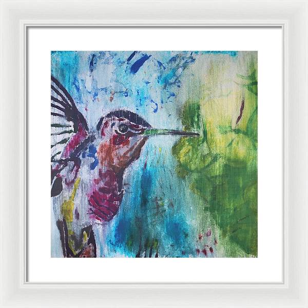 "Hummingbird #3" - Framed Print (Matted MFG by Pixels)