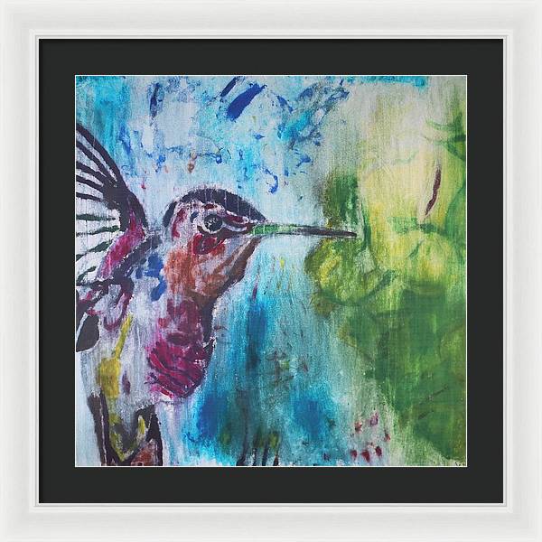 "Hummingbird #3" - Framed Print (Matted MFG by Pixels)