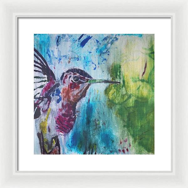 "Hummingbird #3" - Framed Print (Matted MFG by Pixels)