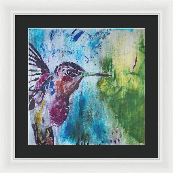 "Hummingbird #3" - Framed Print (Matted MFG by Pixels)