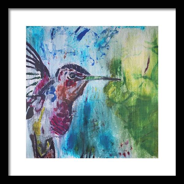 "Hummingbird #3" - Framed Print (Matted MFG by Pixels)