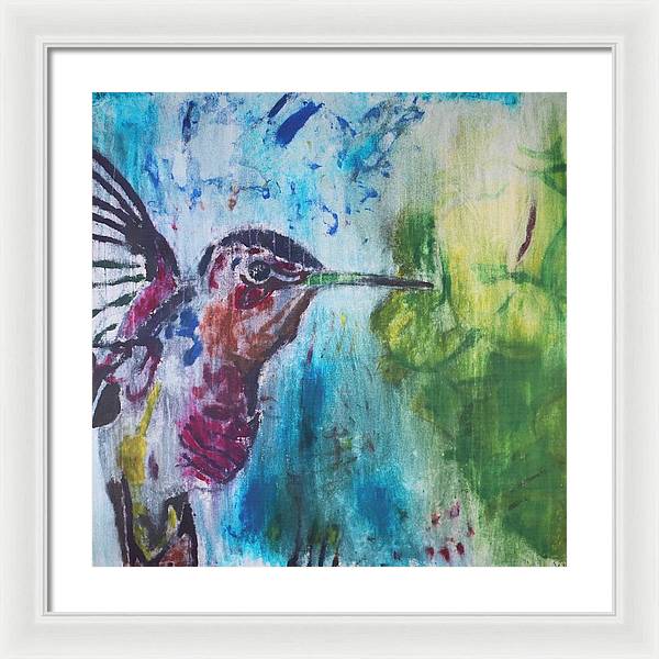 "Hummingbird #3" - Framed Print (Matted MFG by Pixels)