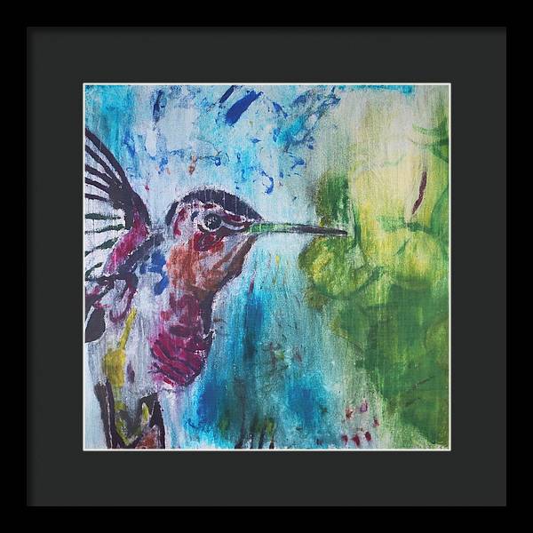 "Hummingbird #3" - Framed Print (Matted MFG by Pixels)