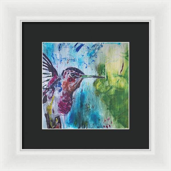 "Hummingbird #3" - Framed Print (Matted MFG by Pixels)