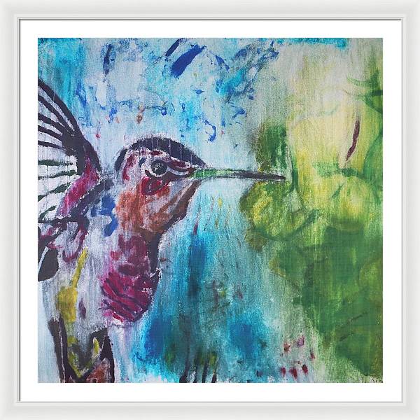 "Hummingbird #3" - Framed Print (Matted MFG by Pixels)