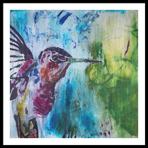 "Hummingbird #3" - Framed Print (Matted MFG by Pixels)